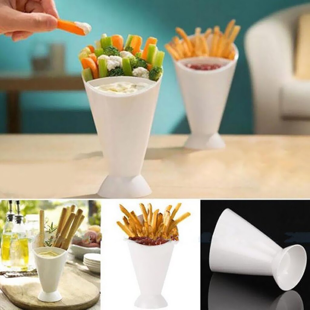 Snack Kegel Stand Met Verwijderen Saus Dip Fries Chips Vinger Voedsel Salade Bekerhouder