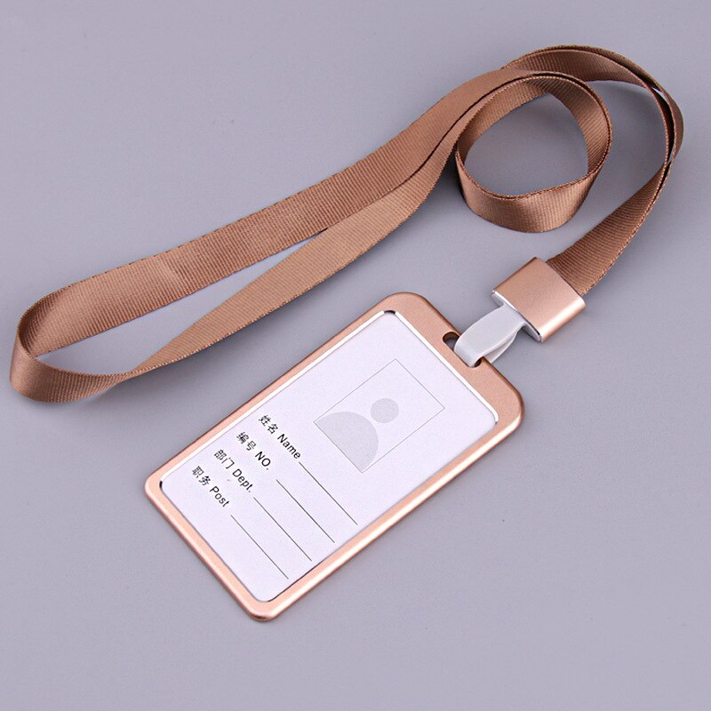 Name ID Card Cover Work Card Holders Metal Work Identity Pass Cover with Lanyard Card Case Office Accessories