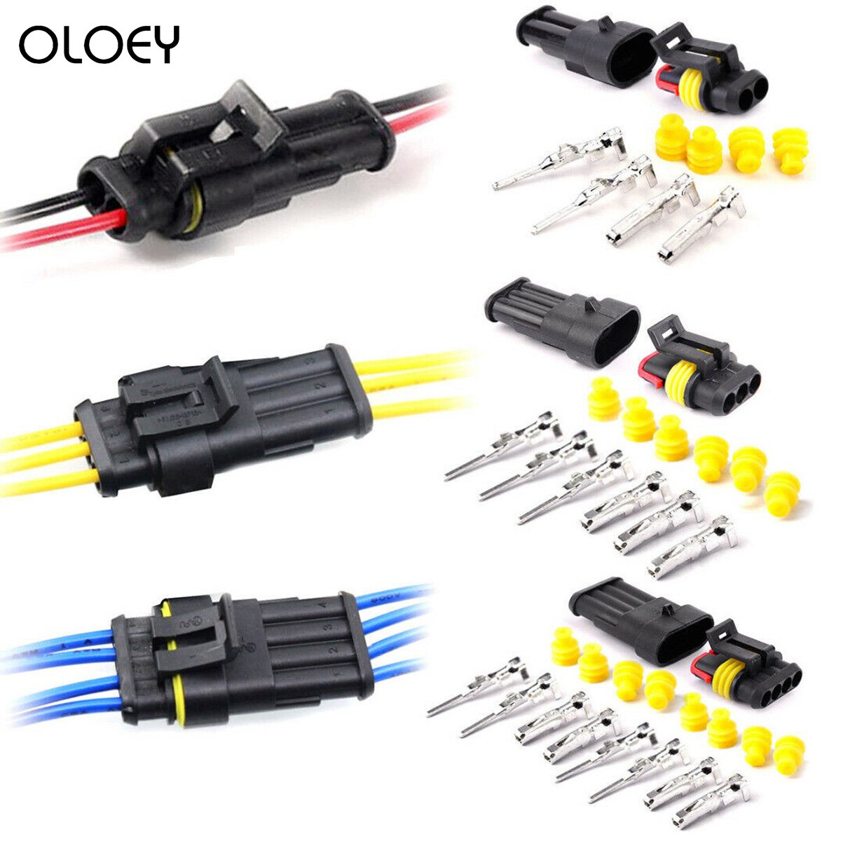 10 X 2/3/4Pin Plug Terminal Wire Connector Sealed Waterproof Electrical Car SUV Motorbikes Boats, Jet Ski