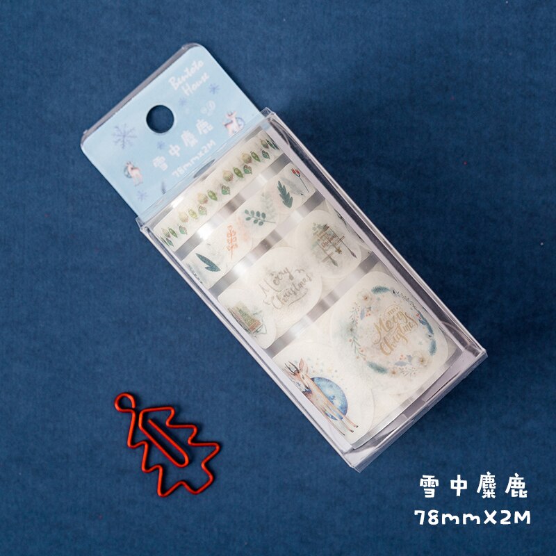 7.8cm * 2m bonito feliz natal série máscara fita scrapbooking decorativo washi fita diário caderno álbum diy artesanato crianças presente: F