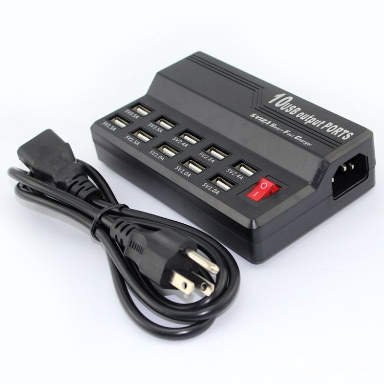 Kebidu 5v/12a 10- port usb-schnellladegerät, hochgeschwindigkeits-mehrfachladebuchse für smartphones, tablets und pcs