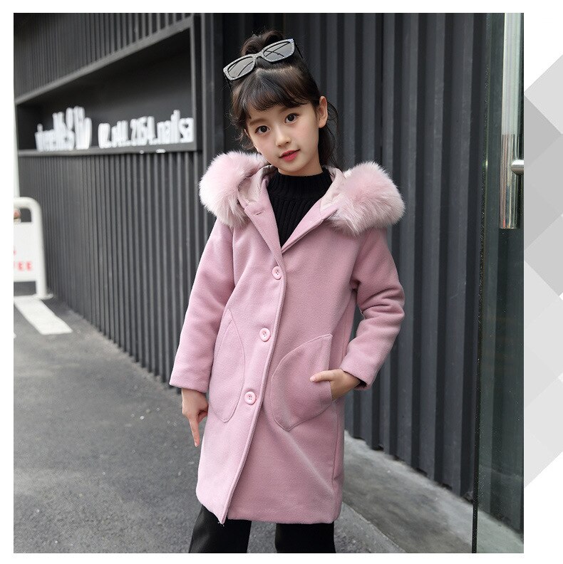 nouvelles filles à manches longues Hoode vêtements coupe-vent printemps automne hiver vêtements laine manteau enfants veste de mariage Outwear parka: 10T