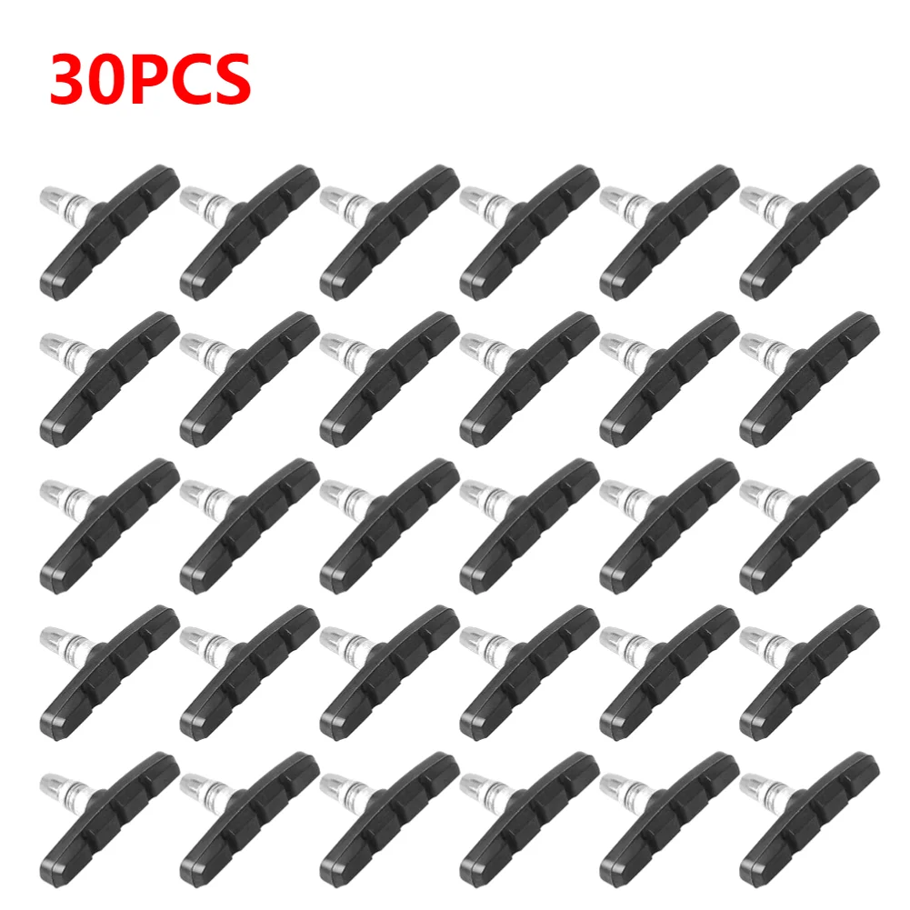 30-1Pcs Durable Bicycle Silent Brake Pads Cycling V Brake Holder Shoes Blocks Rubber 60MM Bike Parts For Mountain Folding Bikes: Yellow