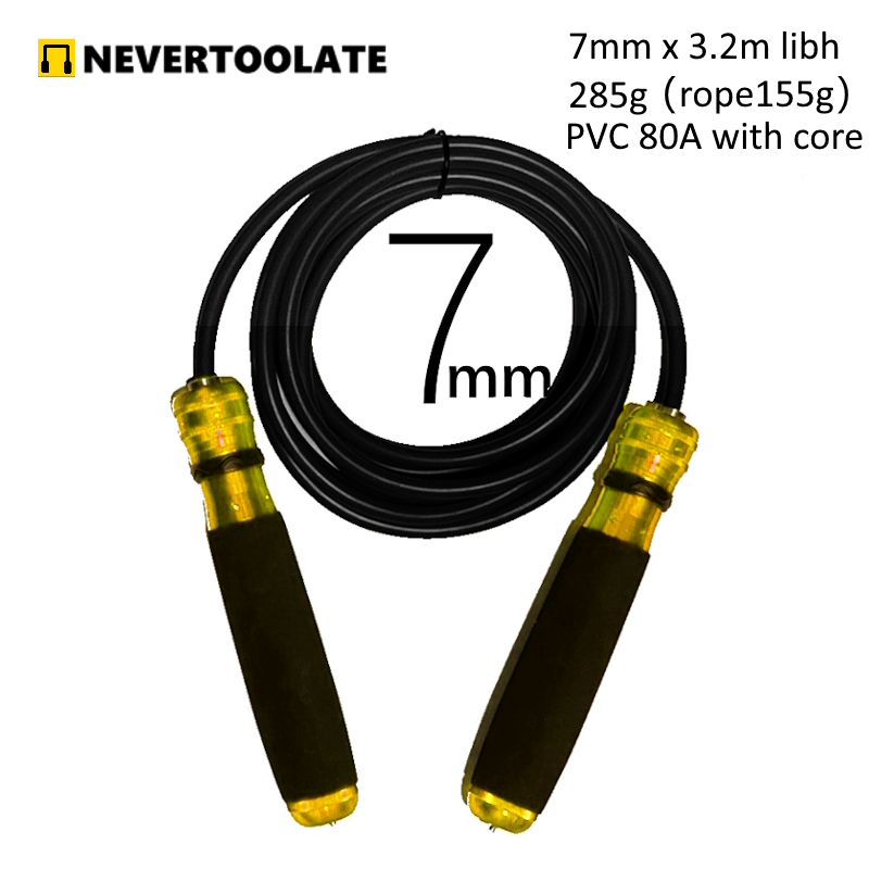 7 mm dickes schweres Springseil aus PVC + PU-Schnurmaterial, Schwamm-Al-Metallgriff, Lagerbier, Fitness-Hiit-Springseil, Springseil: Lila