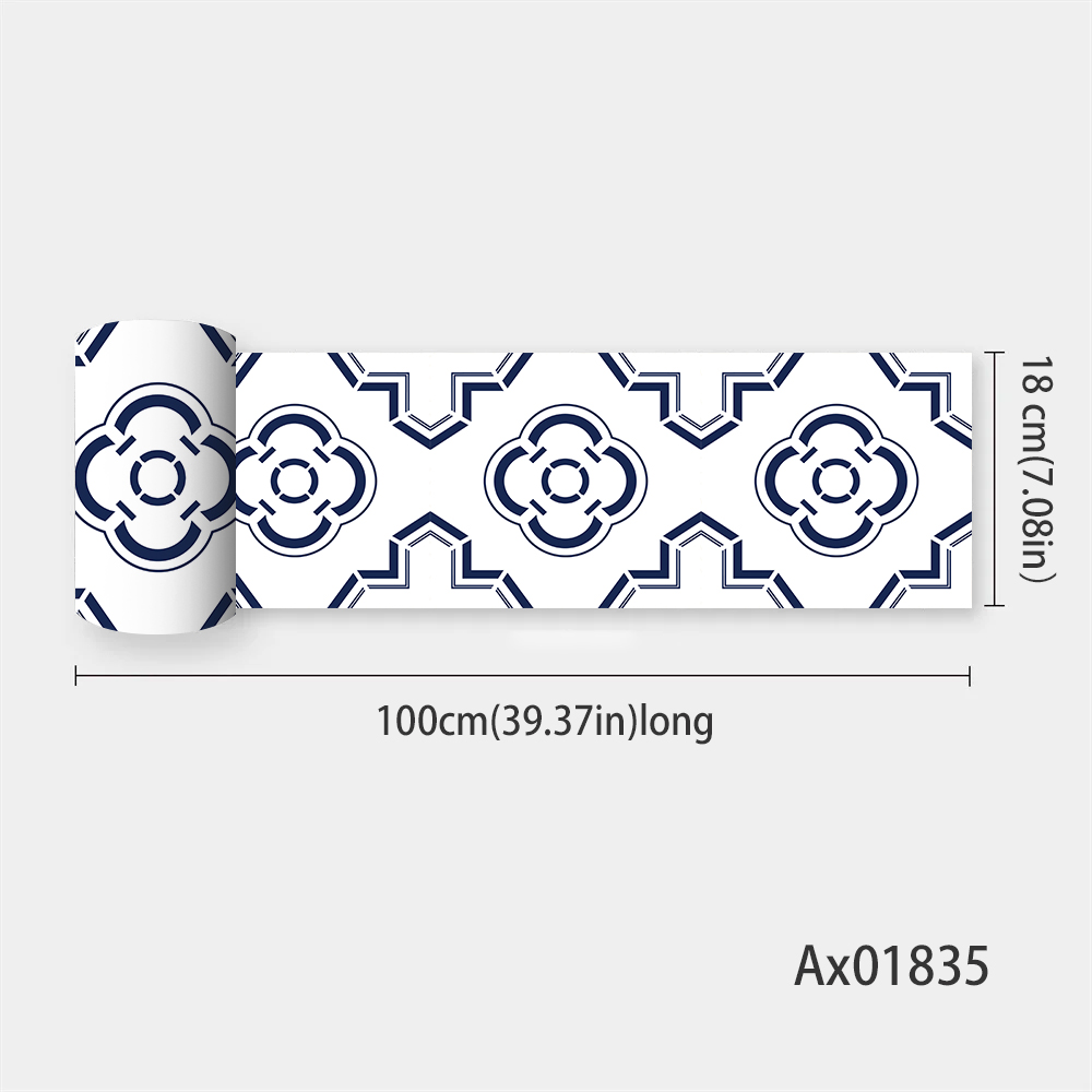 Minimalistische blauwe bloemen trapsticker, zelfklevende trapbekleding, duurzame decoratie voor binnentrappen, plintstickers, muurschilderingstickers.