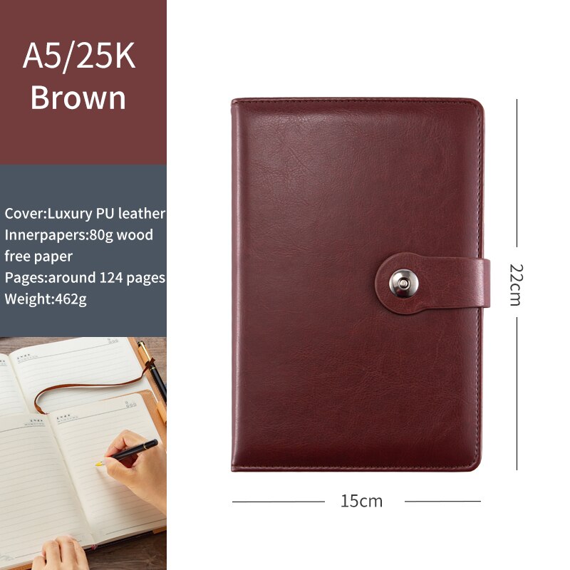 A5 Hardcover Business Brown Ring Binder Journal Magnetic Closure Blue B5 Notebooks Top Grade Lined Leather Planner: A5 Brown