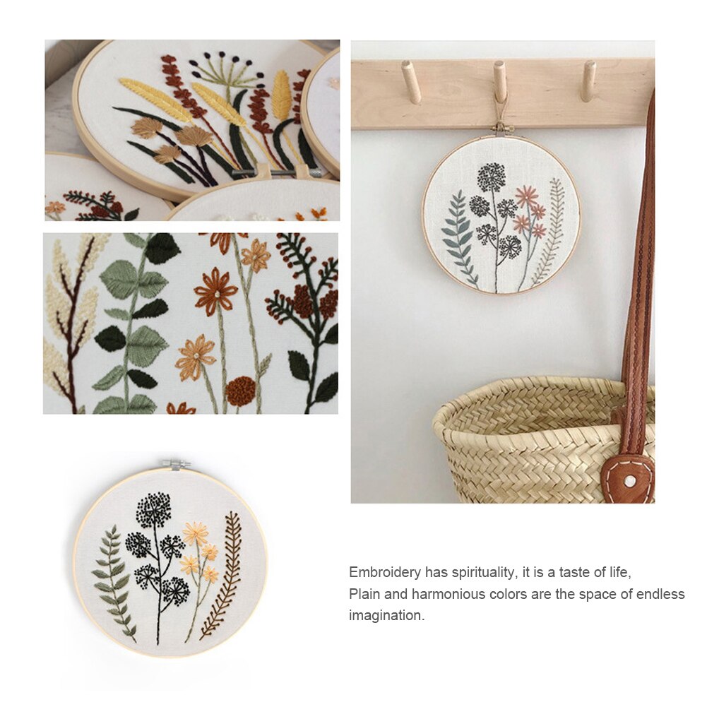 1pc Embroidery DIY Beginner Material Pack Flowers Patterns DIY Cross Stitch Kits Handmade Household Accessories