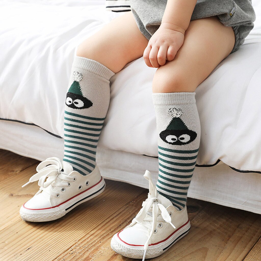 Knee High Socks Girls Cartoon Animals Stripe Antislip Socks Toddler Kids Boys Breathable Tube Booties Socks M6: Grau