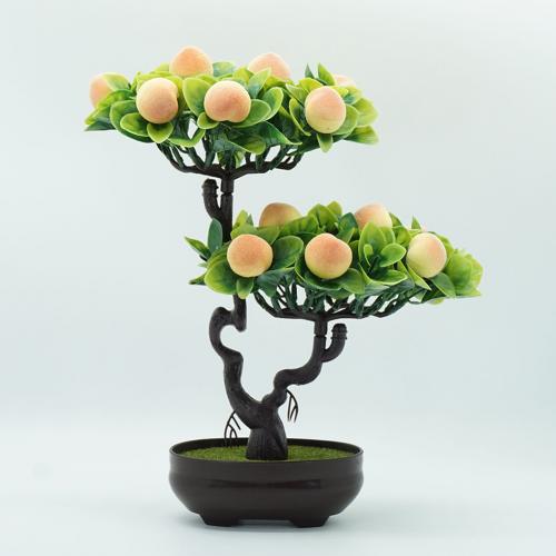 Plast kunstig frugttræ kunstig fersken orange frugttræ kunstige planter potteplanter bonsai desktop bonsai boligindretning: Fersken