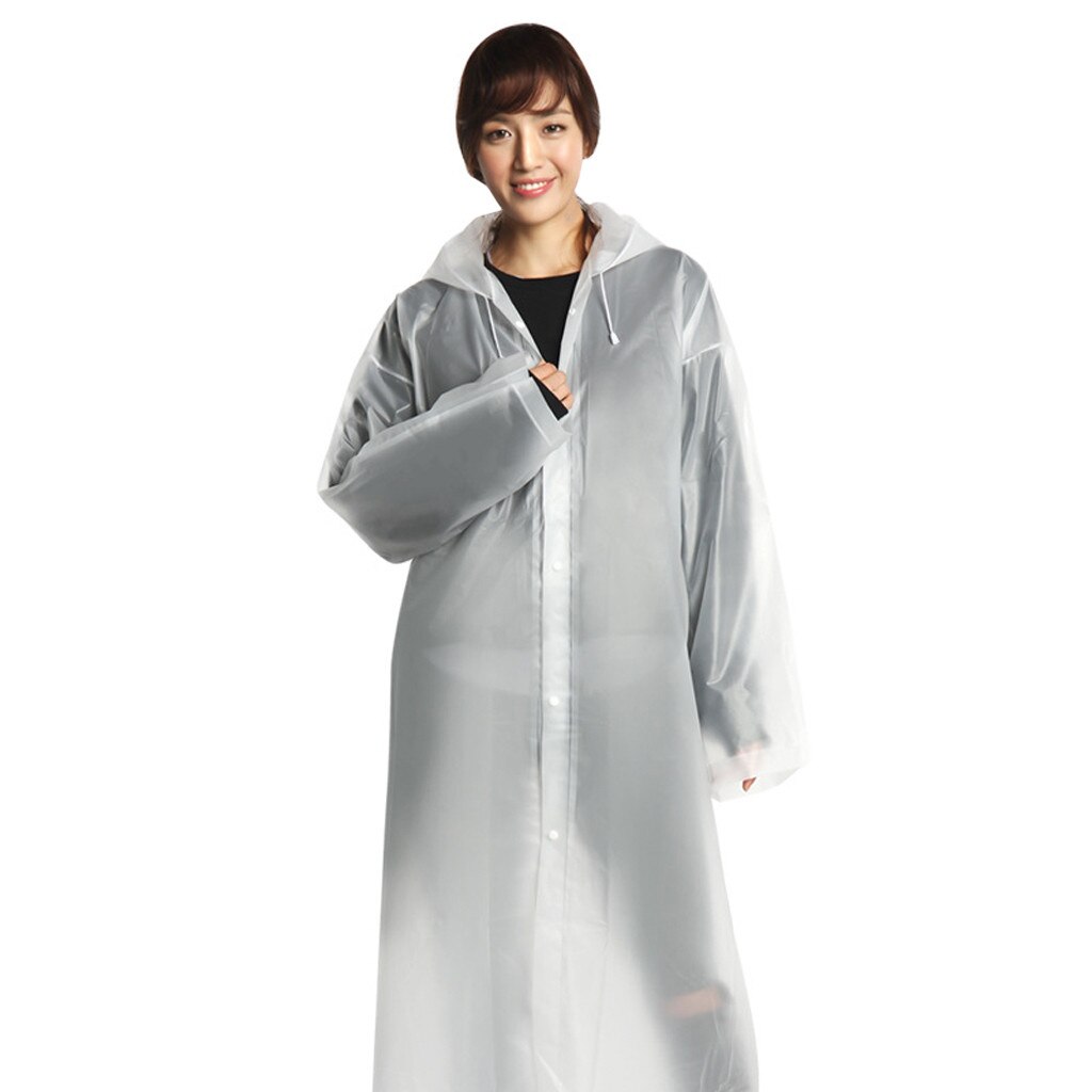 Adult Portable Motorcycle Raincoat EVA Rain Poncho Transparent Hoodie Waterproof Non-disposable Long Style Rain Jacket: A