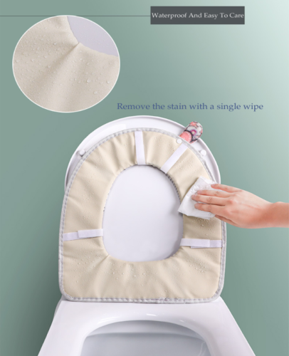 Bathroom Toilet Seat Cushion Closestool Washable Soft Warmer Mat Gray