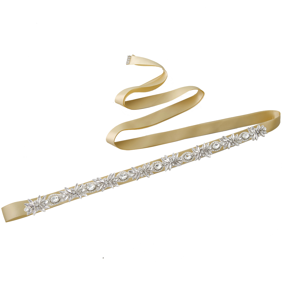 TRiXY S292 Sparkly Rhinestone Belt Wedding Dress Belt Sliver Crystal Bridal Sash Diamond Bridal Belt For Wedding Dress Accessory: champagne