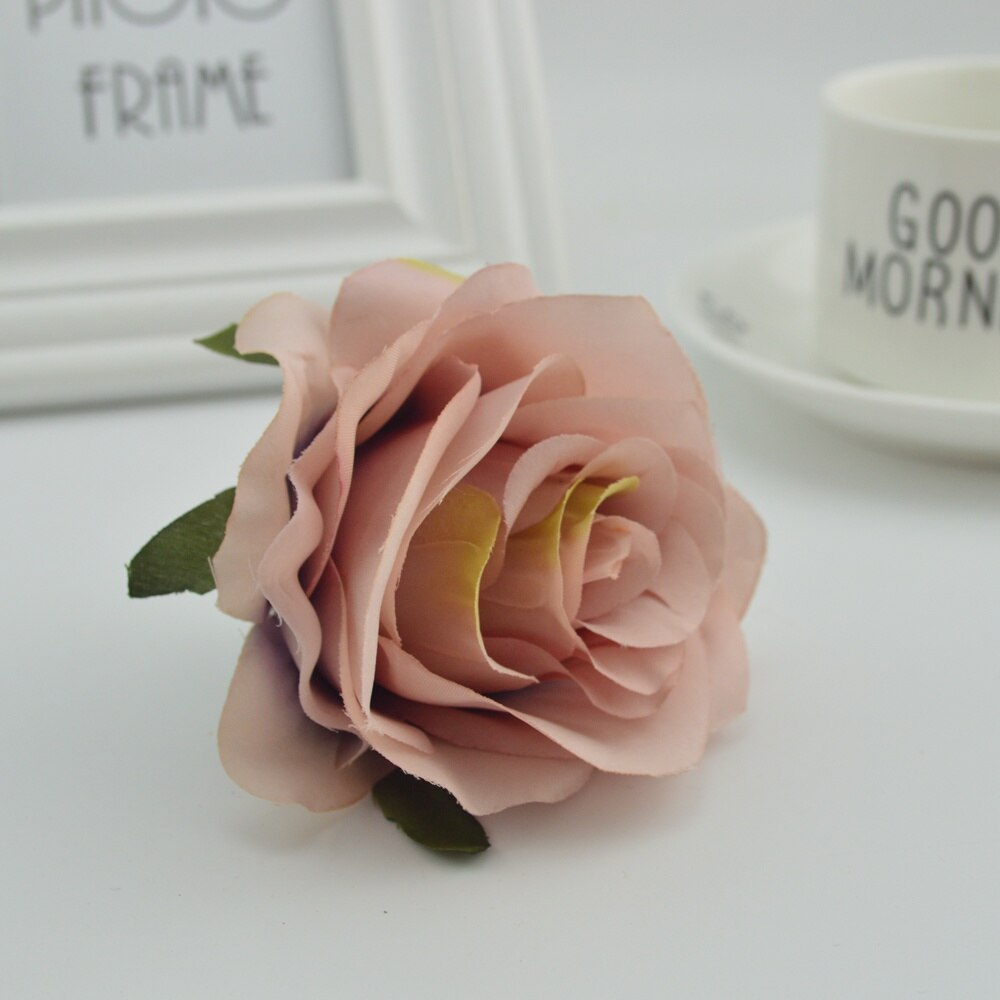 100 st silke plast rosor blommor vägg för vaser hem bröllop dekoration tillbehör billiga konstgjorda blommor för scrapbooking: Grå lila