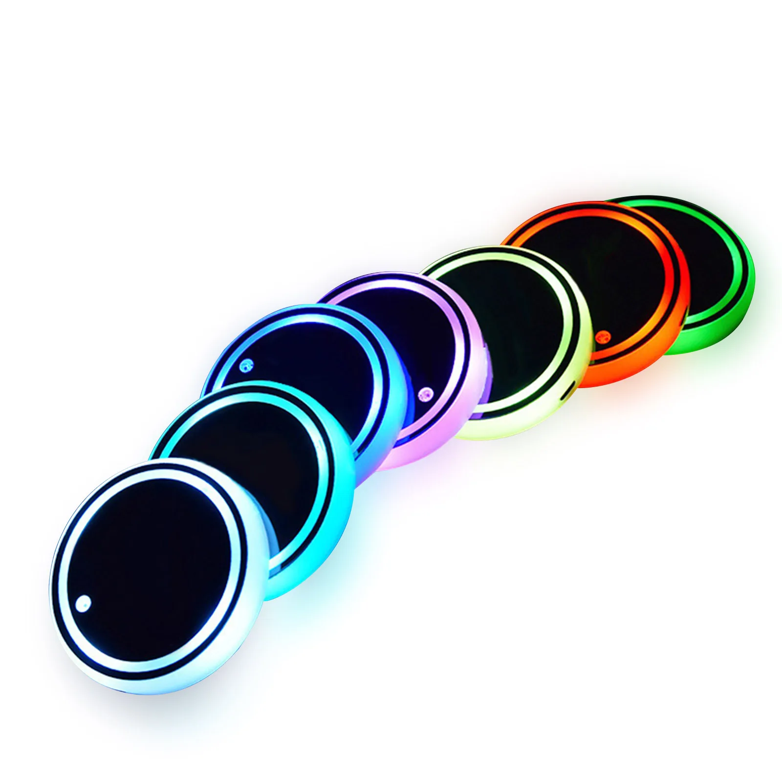 Luces LED portavasos, 7 colores que cambian, luz decorativa para parabrisas trasero de coche, almohadilla luminiscente para posavasos de coche