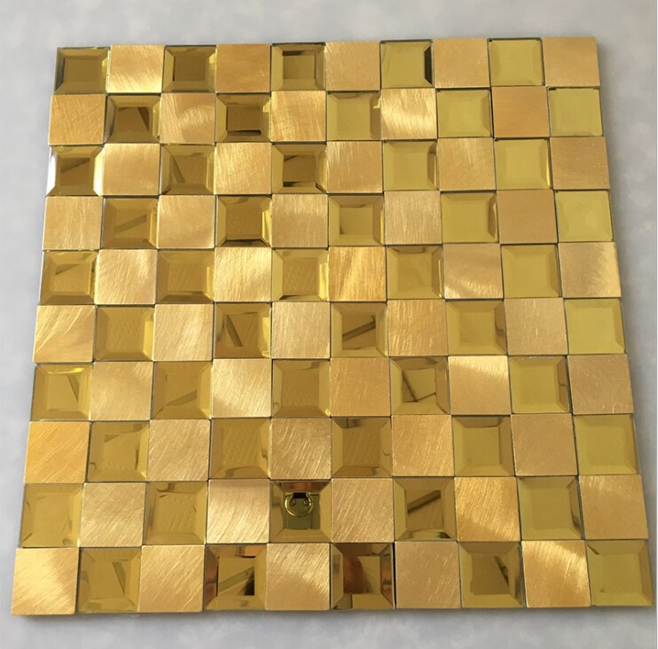 Self Adhesive Gold Glass Mirror Tile Backsplash Br... Grandado