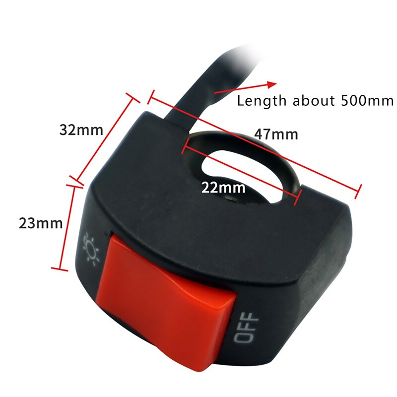 22mm ON/OFF Motorcycle Switch Push Button 12V Button Connector Handlebar Switch for ATV Electronic Bike Scooter Motorbike
