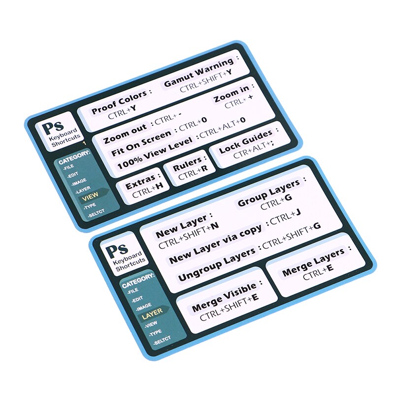 7pcs/pack Windows PC Reference Keyboard Shortcut Sticker Adhesive For PC Laptop Desktop Label Decorative Sticker