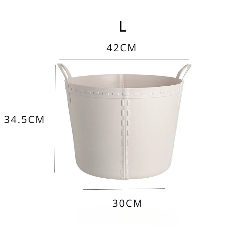 Husholdning enkel rund plast skittentøyskurv hjem bærbar oppbevaringskurv stor badekurv skittentøysbøtte: Lys gul