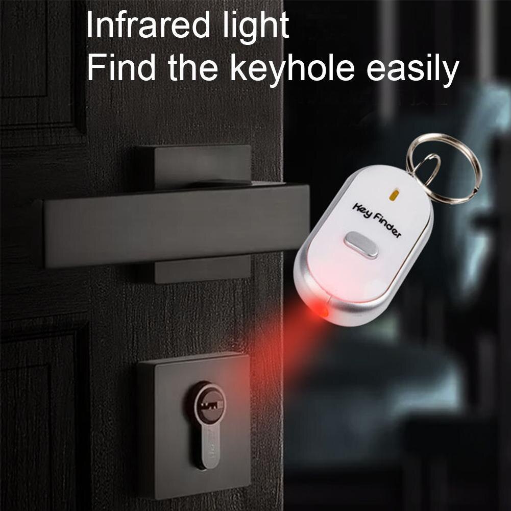 LED Whistle Key Finder Flashing Beeping Sound Control Alarm Anti-Lost Key Locator Finder Tracker with Key Ring