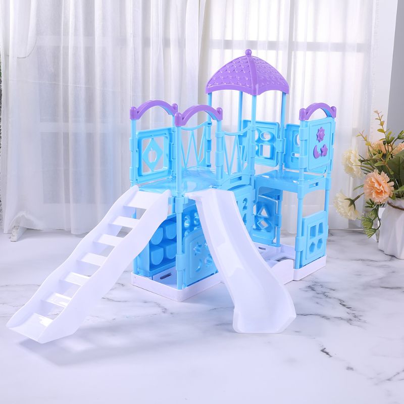 Casa de muñecas deslizante, escalera de juegos, parque de atracciones, miniaturas, tobogán para niñas, juguetes de jardín, accesorios para casa de muñecas, L9CD, 1/12: Azul