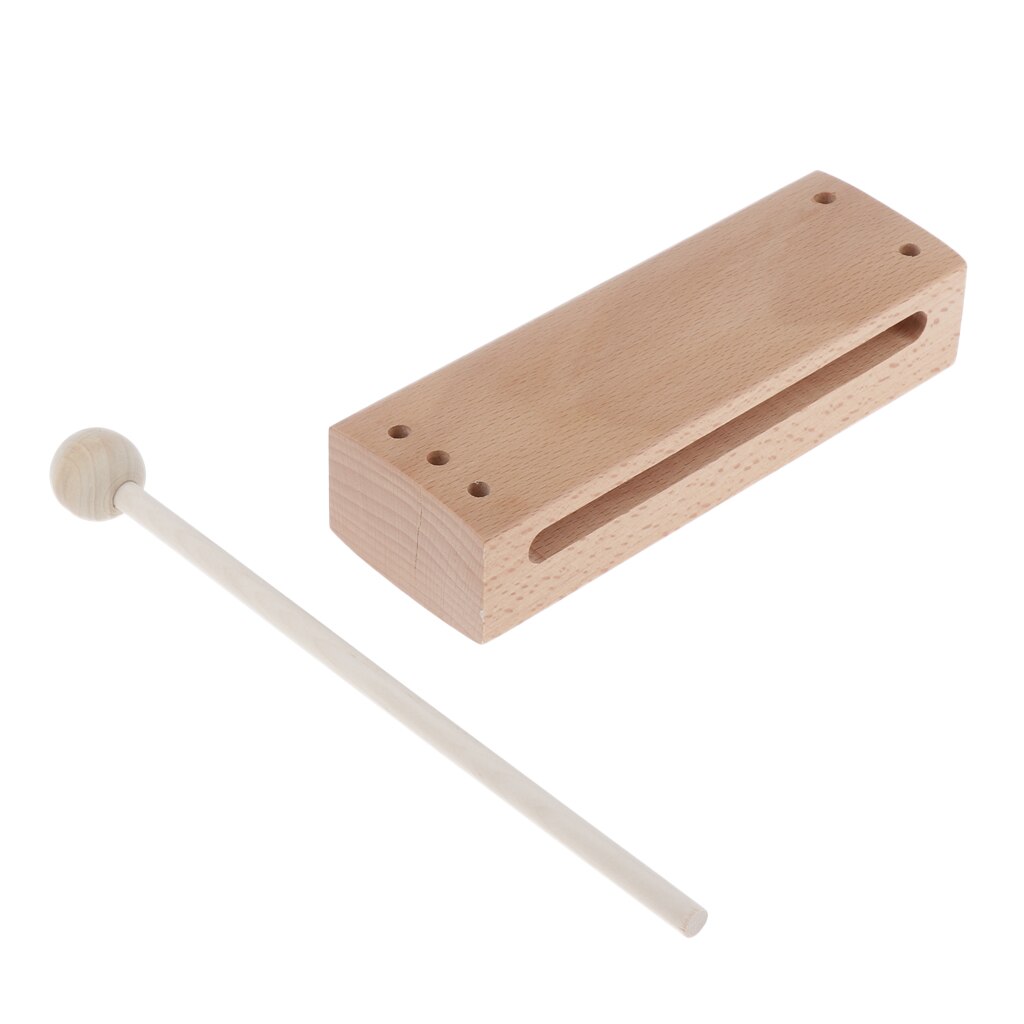 Wooden Handheld Block Clapper With Mallet Hand Percussion Instrument Toy