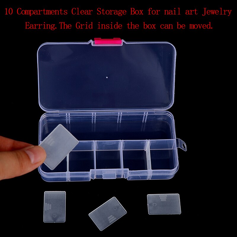 1PC 10 Compartments Clear Plastic Storage Box Jewelry Screw Organizer Container