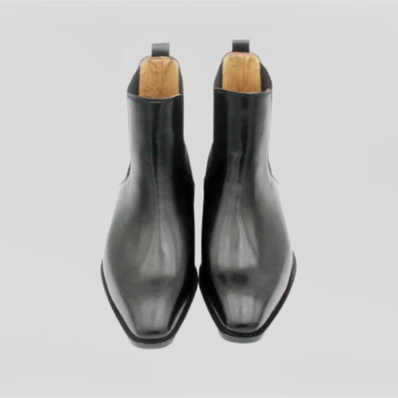 Botines Chelsea de piel sintética para hombre, a la Botines altos, cómodos, color negro, KD294