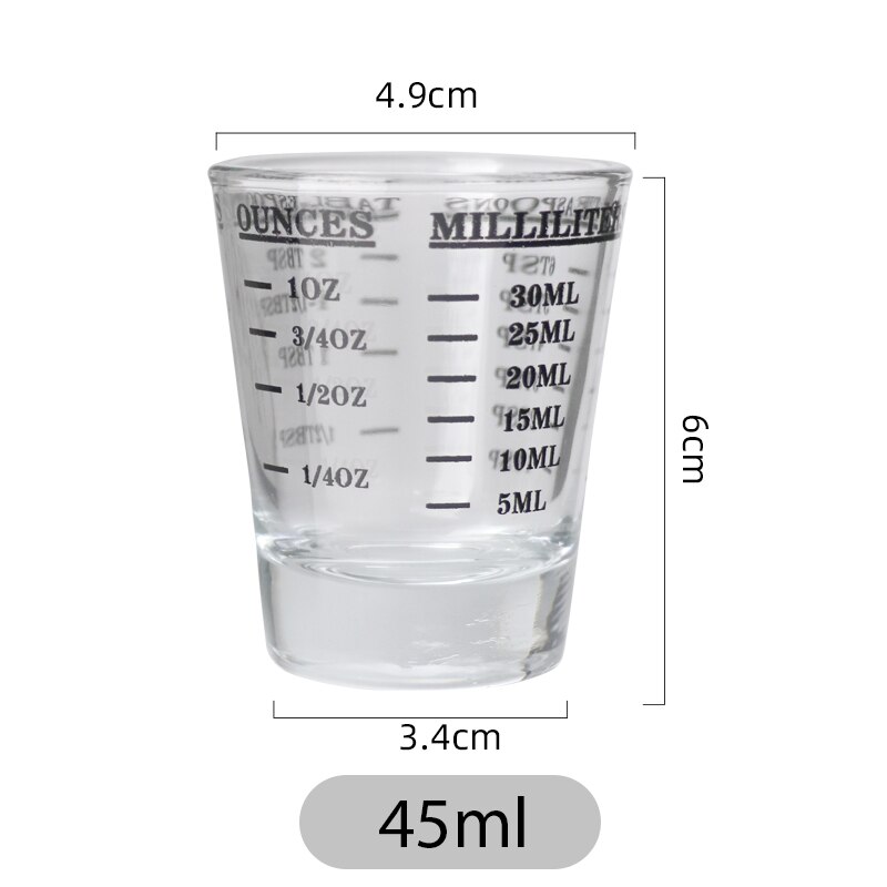 45/60 ml glas målebæger espresso shotglas flydende glas ounce kop med vægt køkkenmål værktøj forsyninger: Sort 45ml