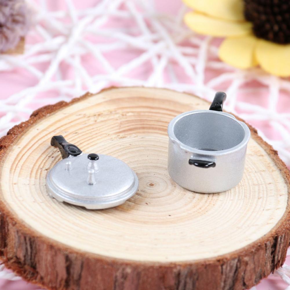 1/12 Dollhouse Mini Zinklegering Simulatie Snelkookpan Keuken Speelgoed Ornament Decoratieve Ornamenten Voor Mini Keuken Scences