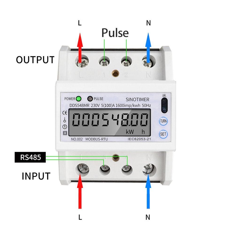 DIN Rail Mount AC 380V 5-100A Three Phase 2 Wire Digital Power Meter Electricity Cost Measuring Meter
