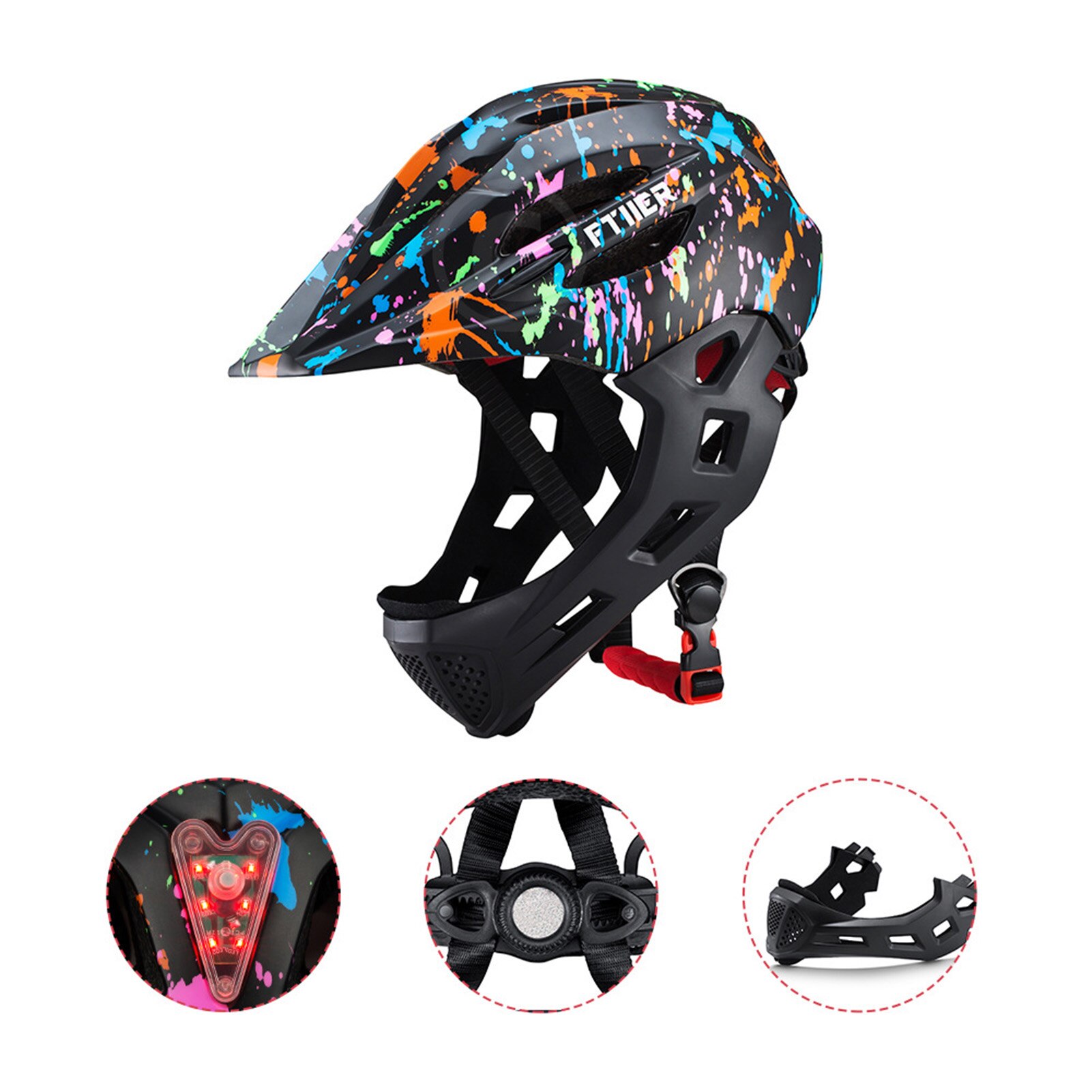 LED Enfants Cyclisme Casque Intégral Détachable Enfants Casque de Descente VTT Casque De Vélo Sport Sécurité Capacete Ciclismo Casques