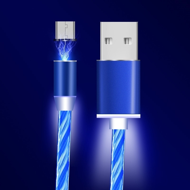 Led Magnetische Vloeiende Light Usb Oplaadkabel Voor Iphone X Usb Type C Kabel Micro Usb Cabo Voor Huawei Type-C Lader