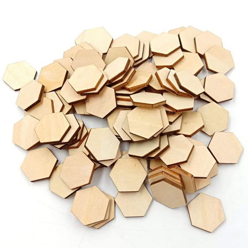 100 Houten Stukken Hexagon Hout Vorm Beukenhout Voor Diy Arts Craft Project Klaar Om Verf Of Versieren (25mm)