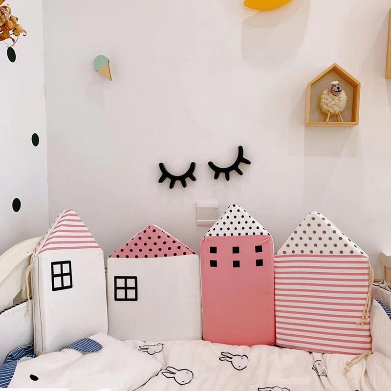 Baby Room Crib Bumper Ins House Baby Bedding Set Newborn Bed Cradle Cushion Infant Crib Protector Cot Fence Home Decoration: D