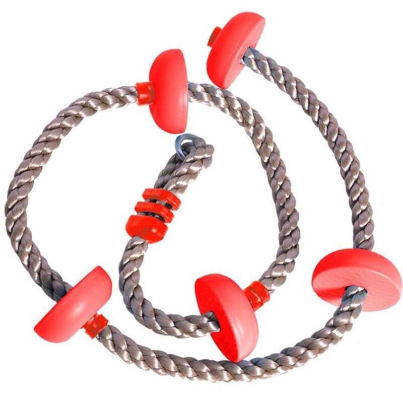 Children Climbing Rope Swing Disc Climbing Rope Kids Garden Playground Backyard Outdoor Swing Games Climbing Equipment Set: Red
