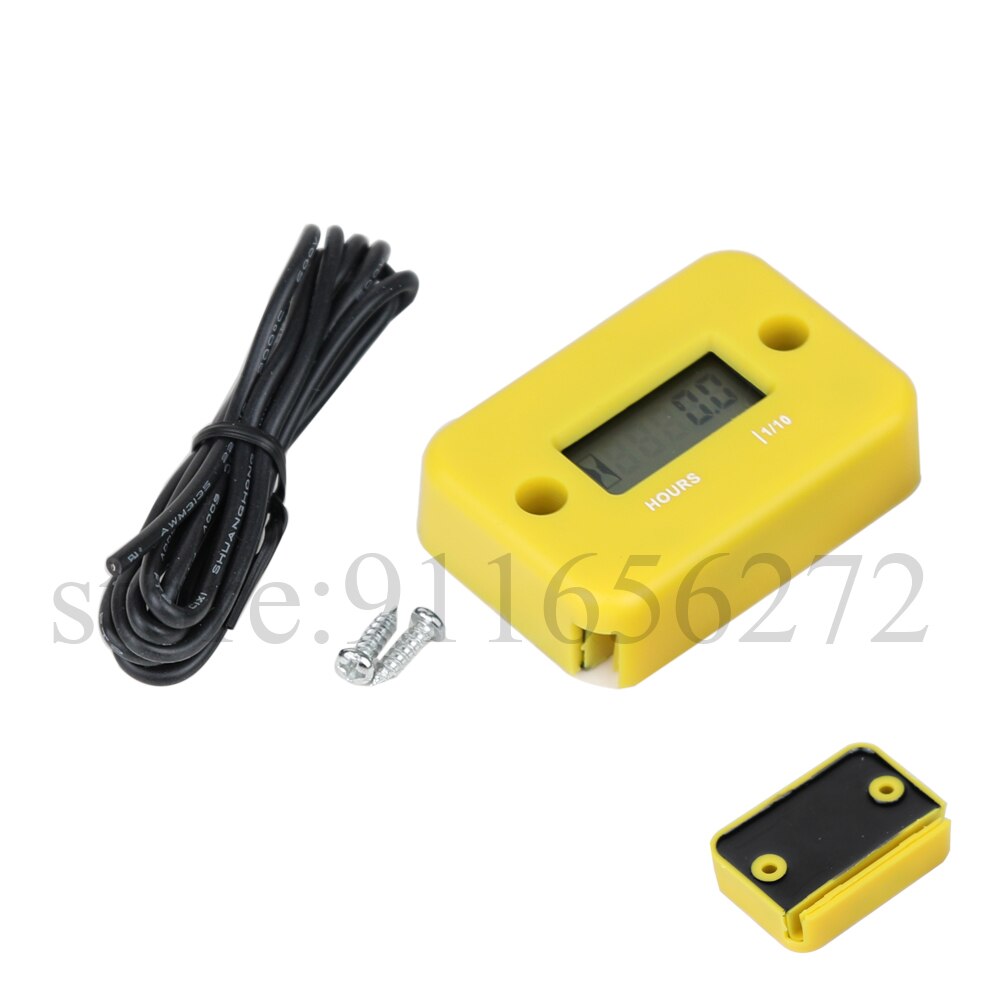 Waterproof Digital Hour Meter LCD Display Portable Engine Gauge Hour Meter For Motorcycle/Boat Engines Counter Hour Meter: Yellow