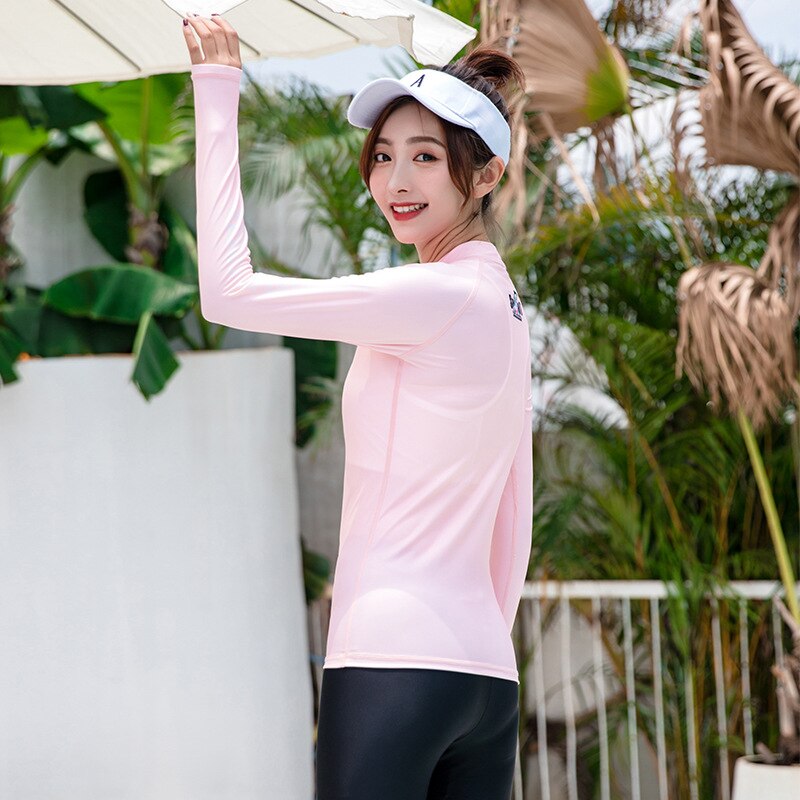 Women Long Sleeve Rashguard Swim Shirts Womens Swimwear Lycra Surf Rushguard Top UV-Protection Rush Guard Tops