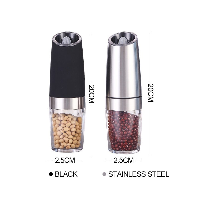 Electric Salt and Pepper Grinders Automatic Gravity Herb Spice Mill Adjustable Spices Grinder with LED Light Kitchen Tools