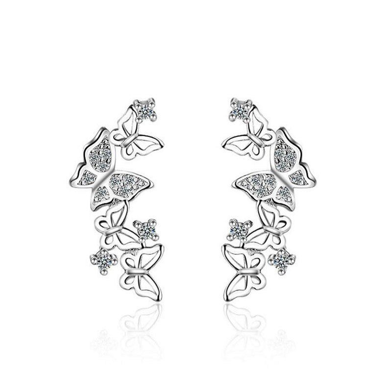 Anenjery argent couleur offre spéciale coréen noeud papillon Zircon boucles d'oreilles pour les femmes pendientes Oorbellen Brincos S-E355