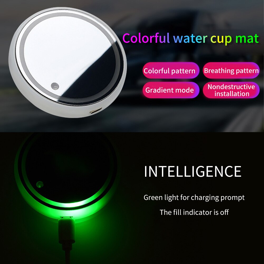 2Pcs Lichtgevende Led Auto Bekerhouder Voor Drinken Acryl Coaster 7 Kleuren Universele Accessoires Sfeer Lamp Usb Opladen