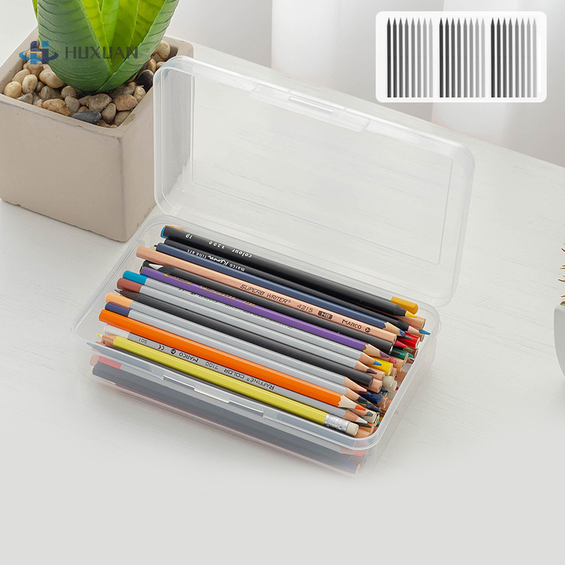 1pcs Transparent Pencil Box Hard Plastic Pencil Case Crayon Pen Box Sketch Pencil Case Stacking Office Supplies Organizer Box
