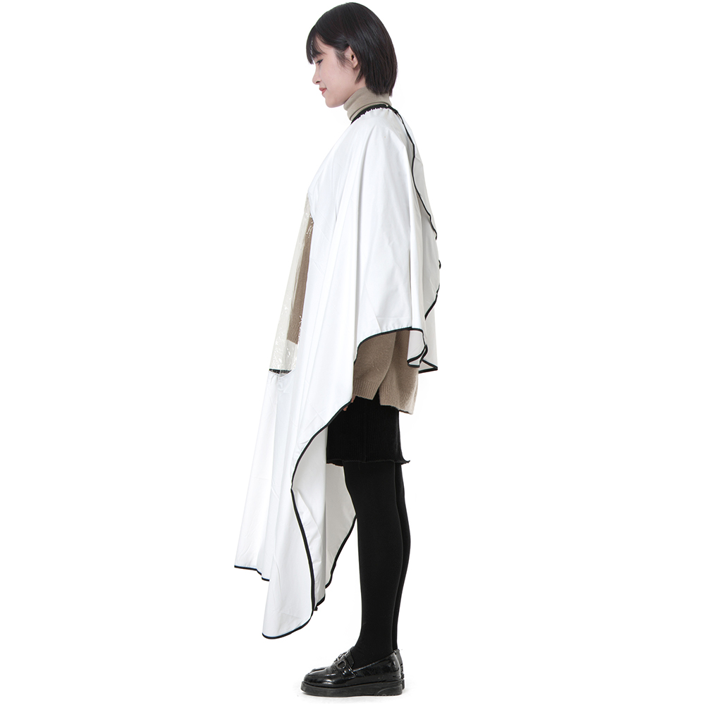 White Waterproof Salon Cape Anti Dust Barber Hair Cutting Wrap With PVC Window Hairdressing Gown Cap For Hairstyle