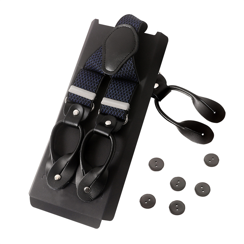 Vintage 3.5 Cm Wide Black Leather Suspenders Men Leather Button Suspenders Pant Braces Male Wedding Unisex Wear