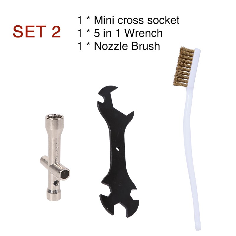 5 IN 1 Cross Wrench Set Nozzle Spanner Socket for 3D Printer Cleaner Tool Nozzles Toothbrush Copper Brush Cleaning Parts Hotbed: SET 2