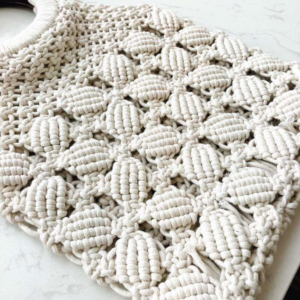 Lente en zomer geweven tas holle strandtas houten handvat ring stro handtas dames tote