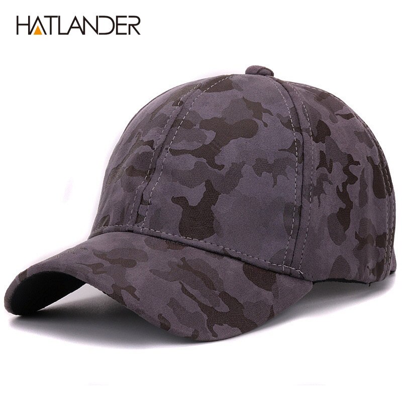 [hatlander]brand ruskind camouflage baseball kasketter til kvinder herre udendørs hatte vinter snapback bone gorras bomuld camo kasketter unisex: Grå