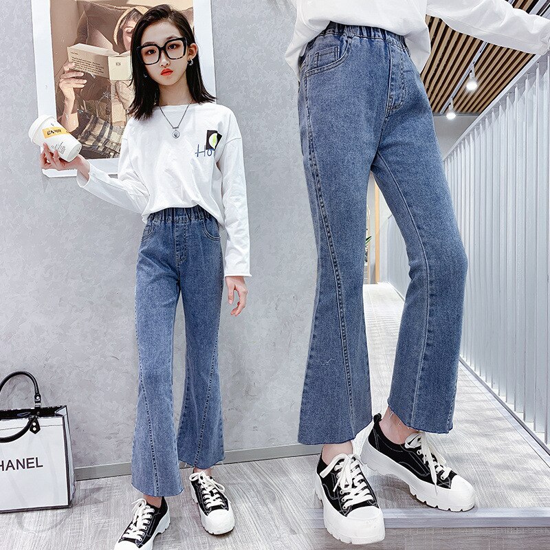 Pantalones vaqueros Acampanados para niñas, Jeans informales con corte de bota, para adolescentes, primavera y otoño, 10, 11, 12, 13, 14 años