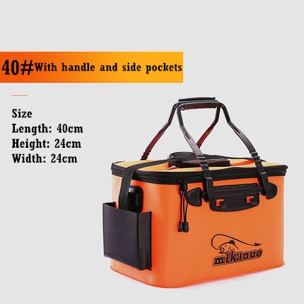 Shoulder Multifunction Fishing Bag Portable Fold Live Fish Storage Box With Oxygen Pump Bucket Tackle Outdoor Fishing Equipment: 23L Orange