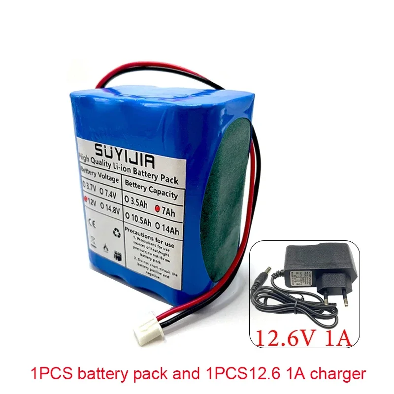 Original 18650 3S2P 7000mAh Battery 12V Rechargeable Lithium Battery Pack W/ BMS Backup Power Supply for CCTV Monitor Bluetooth: Silver