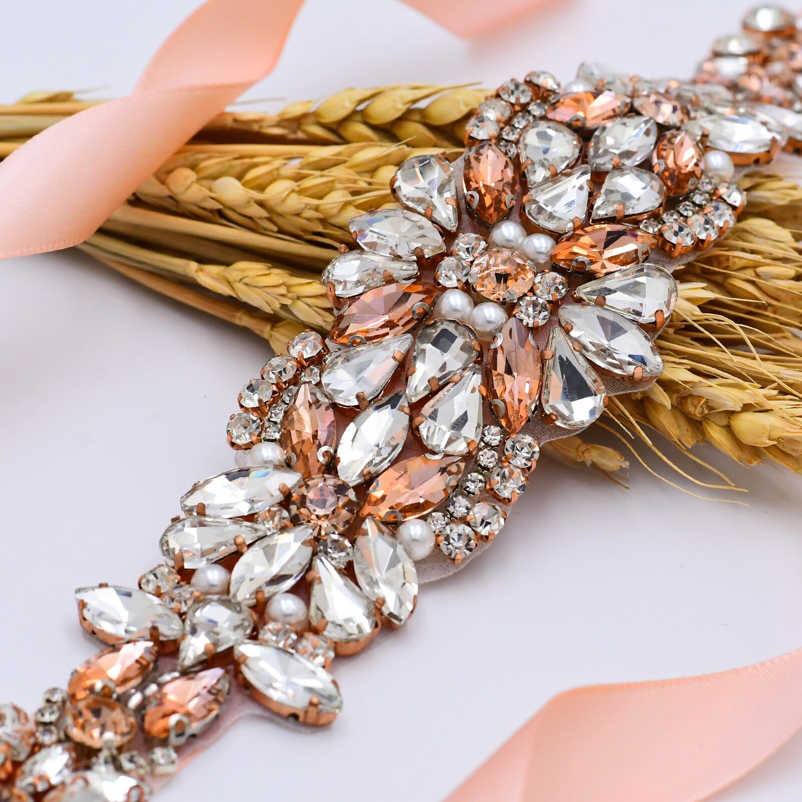 Jahrgang Rosa Kleid Gürtel Rose Gold Hochzeit Gürtel für Frauen Schmuck Gürtel Strass Schärpe Braut Juwel Gürtel Abendkleid Gürtel